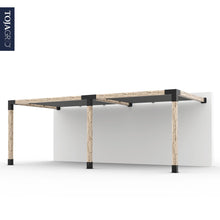 Load image into Gallery viewer, Double Wall Mount Pergola with 2 SHADE SAILS for 6x6 Wood Posts