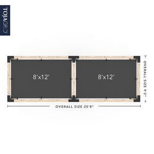 Double Pergola Kit with 2 SHADE SAILS for 6x6 Wood Posts
