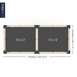 Double Pergola Kit with 2 SHADE SAILS for 6x6 Wood Posts