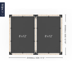 Double Pergola Kit with 2 SHADE SAILS for 4x4 Wood Posts