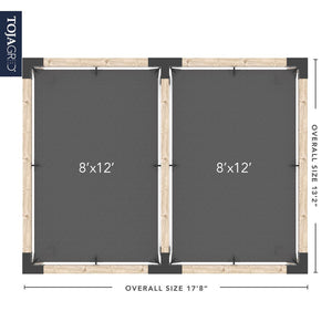 Double Pergola Kit with 2 SHADE SAILS for 6x6 Wood Posts