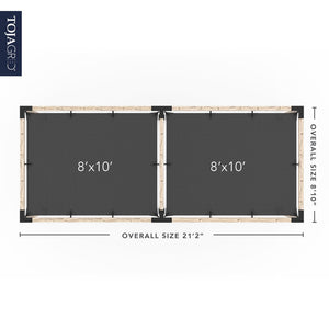 Double Pergola Kit with 2 SHADE SAILS for 4x4 Wood Posts