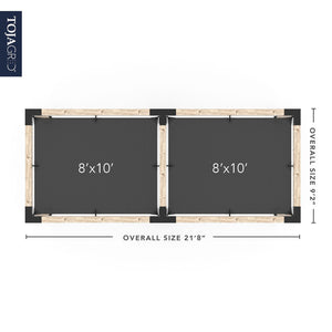 Double Pergola Kit with 2 SHADE SAILS for 6x6 Wood Posts